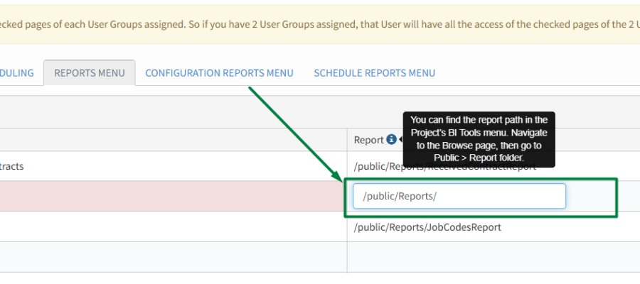 Add Report Path Manually